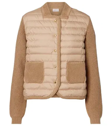 Moncler Down-paneled cotton cardigan | Thumbnail 1 Moncler Down-paneled cotton cardigan | Thumbnail 1
