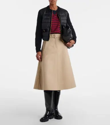 Moncler Down-paneled bouclé-trimmed zip-up cardigan | Thumbnail 2 Moncler Down-paneled bouclé-trimmed zip-up cardigan | Thumbnail 2
