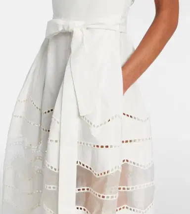 Elie Saab Belted organza-trimmed cotton maxi dress | Thumbnail 2 Elie Saab Belted organza-trimmed cotton maxi dress | Thumbnail 2