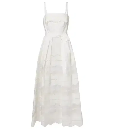 Elie Saab Belted organza-trimmed cotton maxi dress | Thumbnail 1 Elie Saab Belted organza-trimmed cotton maxi dress | Thumbnail 1
