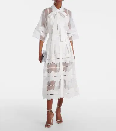 Elie Saab Tie-neck cotton and silk-blend blouse | Thumbnail 3 Elie Saab Tie-neck cotton and silk-blend blouse | Thumbnail 3