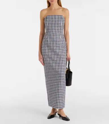 Posse Romeo gingham strapless linen maxi dress | Thumbnail 2 Posse Romeo gingham strapless linen maxi dress | Thumbnail 2