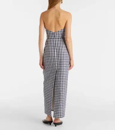 Posse Romeo gingham strapless linen maxi dress | Thumbnail 3 Posse Romeo gingham strapless linen maxi dress | Thumbnail 3
