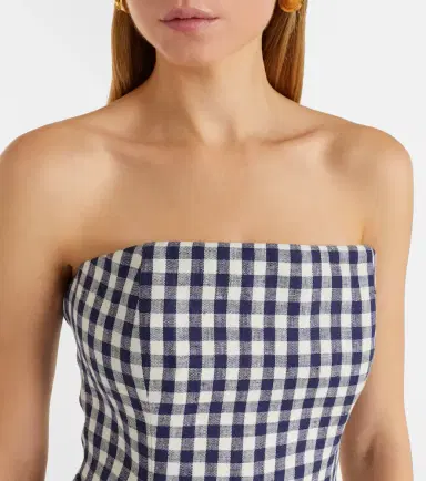 Posse Romeo gingham strapless linen maxi dress | Thumbnail 5 Posse Romeo gingham strapless linen maxi dress | Thumbnail 5