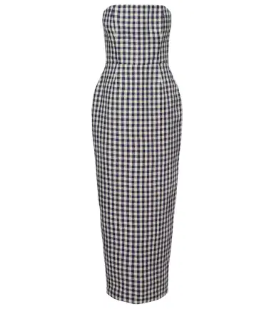 Posse Romeo gingham strapless linen maxi dress | Thumbnail 1 Posse Romeo gingham strapless linen maxi dress | Thumbnail 1