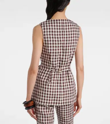 Posse Romeo gingham linen vest | Thumbnail 5 Posse Romeo gingham linen vest | Thumbnail 5