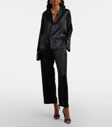 Saint Laurent Silk satin straight pants | Thumbnail 6 Saint Laurent Silk satin straight pants | Thumbnail 6