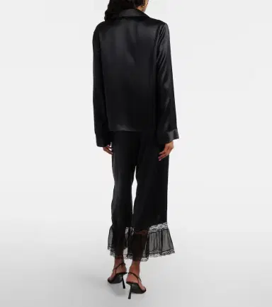Saint Laurent Lace-trimmed silk satin wide-leg pants | Thumbnail 4 Saint Laurent Lace-trimmed silk satin wide-leg pants | Thumbnail 4