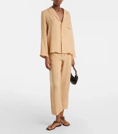 Saint Laurent Striped cropped silk straight pants | Thumbnail 2 Saint Laurent Striped cropped silk straight pants | Thumbnail 2