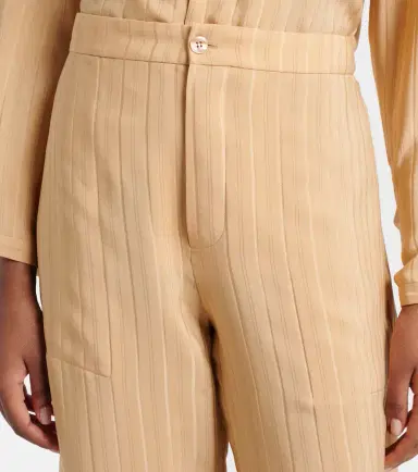 Saint Laurent Striped cropped silk straight pants | Thumbnail 4 Saint Laurent Striped cropped silk straight pants | Thumbnail 4