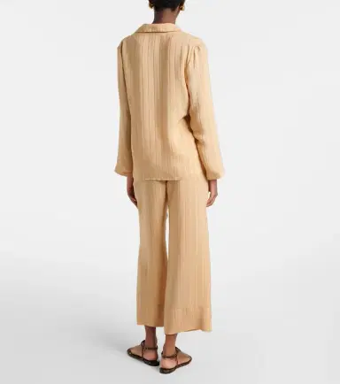 Saint Laurent Striped cropped silk straight pants | Thumbnail 5 Saint Laurent Striped cropped silk straight pants | Thumbnail 5
