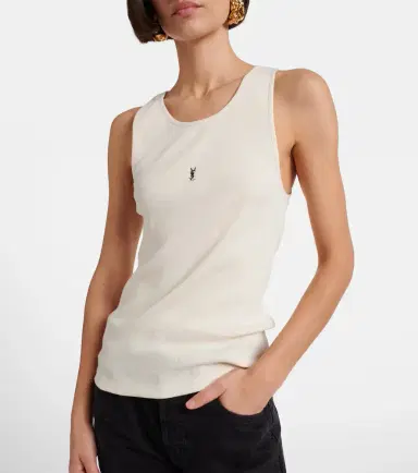 Saint Laurent Cassandre ribbed-knit cotton tank top | Thumbnail 3 Saint Laurent Cassandre ribbed-knit cotton tank top | Thumbnail 3