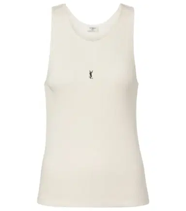 Saint Laurent Cassandre ribbed-knit cotton tank top | Thumbnail 1 Saint Laurent Cassandre ribbed-knit cotton tank top | Thumbnail 1