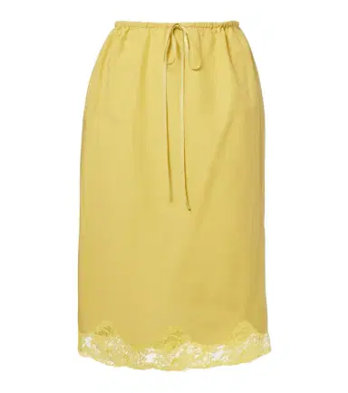 Saint Laurent Lace-trimmed cotton and silk midi skirt | Thumbnail 1 Saint Laurent Lace-trimmed cotton and silk midi skirt | Thumbnail 1