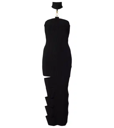 Balmain Cutout ribbed-knit gown | Thumbnail 1 Balmain Cutout ribbed-knit gown | Thumbnail 1