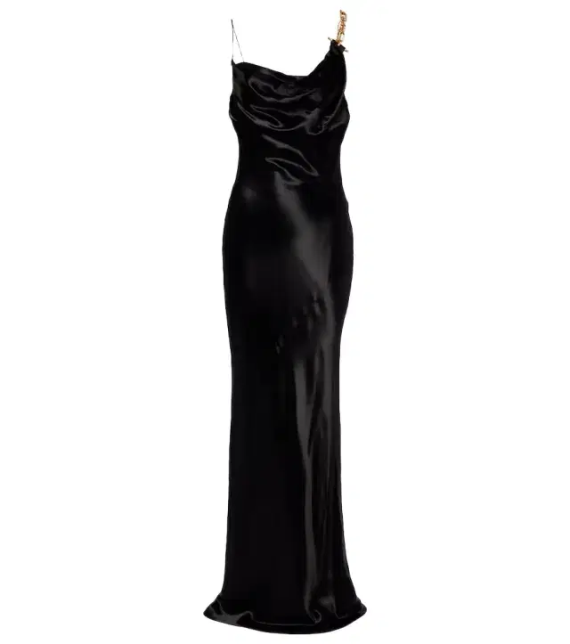 Chain-detail draped satin gown Chain-detail draped satin gown