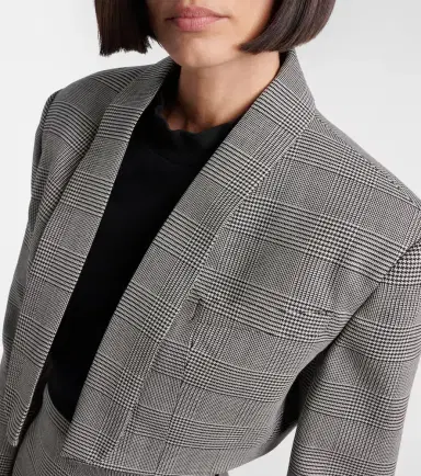 Balmain Houndstooth cropped wool-blend blazer | Thumbnail 3 Balmain Houndstooth cropped wool-blend blazer | Thumbnail 3