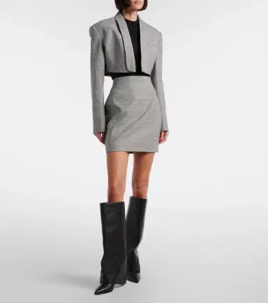 Balmain Houndstooth cropped wool-blend blazer | Thumbnail 4 Balmain Houndstooth cropped wool-blend blazer | Thumbnail 4