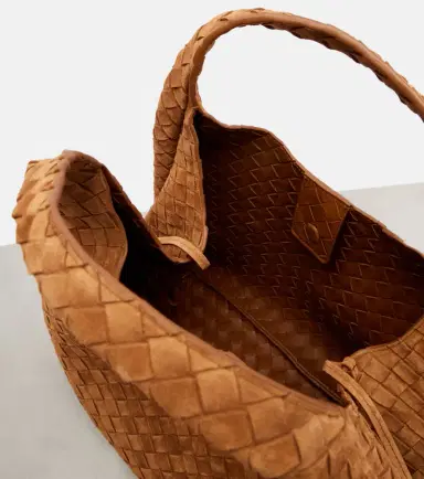 Bottega Veneta Campana Intrecciato Large suede shoulder bag | Thumbnail 2 Bottega Veneta Campana Intrecciato Large suede shoulder bag | Thumbnail 2