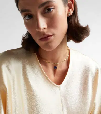Octavia Elizabeth Olivia 18kt gold pendant choker with diamonds and tanzanite | Thumbnail 5 Octavia Elizabeth Olivia 18kt gold pendant choker with diamonds and tanzanite | Thumbnail 5