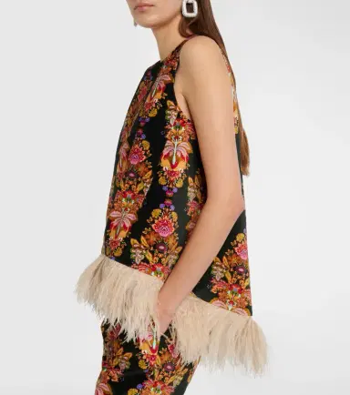 La DoubleJ La Scala feather-trimmed cotton top | Thumbnail 4 La DoubleJ La Scala feather-trimmed cotton top | Thumbnail 4