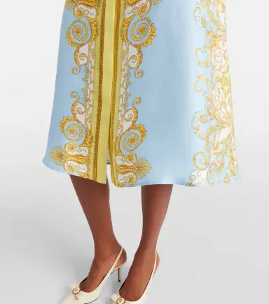 Versace Barocco silk twill midi dress | Thumbnail 2 Versace Barocco silk twill midi dress | Thumbnail 2