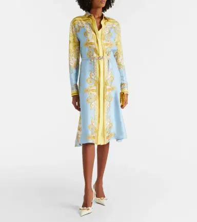 Versace Barocco silk twill midi dress | Thumbnail 4 Versace Barocco silk twill midi dress | Thumbnail 4