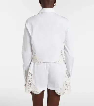 Versace Lace-trimmed cotton poplin shirt | Thumbnail 3 Versace Lace-trimmed cotton poplin shirt | Thumbnail 3