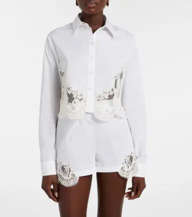 Versace Lace-trimmed cotton poplin shirt | Thumbnail 4 Versace Lace-trimmed cotton poplin shirt | Thumbnail 4