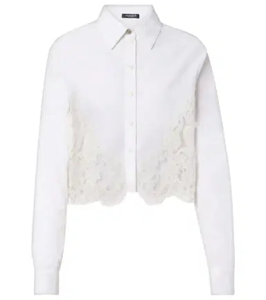 Versace Lace-trimmed cotton poplin shirt | Thumbnail 1 Versace Lace-trimmed cotton poplin shirt | Thumbnail 1