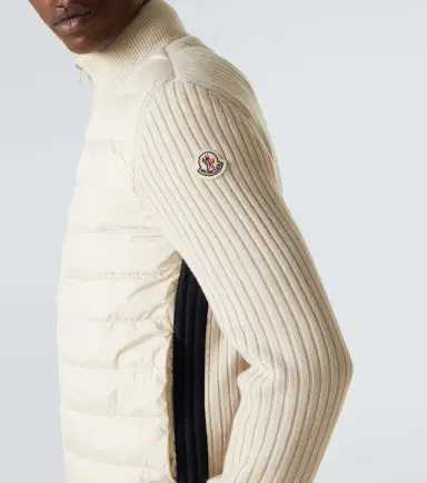 Moncler Down-paneled wool-trimmed zip-up cardigan | Thumbnail 3 Moncler Down-paneled wool-trimmed zip-up cardigan | Thumbnail 3