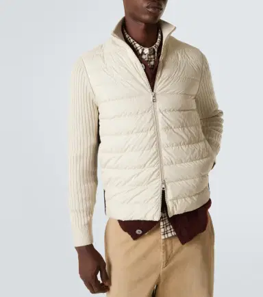 Moncler Down-paneled wool-trimmed zip-up cardigan | Thumbnail 4 Moncler Down-paneled wool-trimmed zip-up cardigan | Thumbnail 4