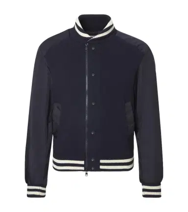 Moncler Ribbed-knit technical varsity jacket | Thumbnail 1 Moncler Ribbed-knit technical varsity jacket | Thumbnail 1