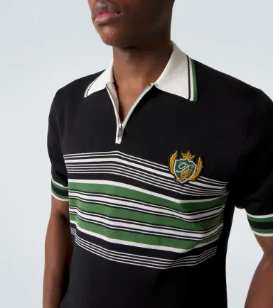 Dolce & Gabbana Embroidered striped silk and cotton polo shirt | Thumbnail 2 Dolce & Gabbana Embroidered striped silk and cotton polo shirt | Thumbnail 2