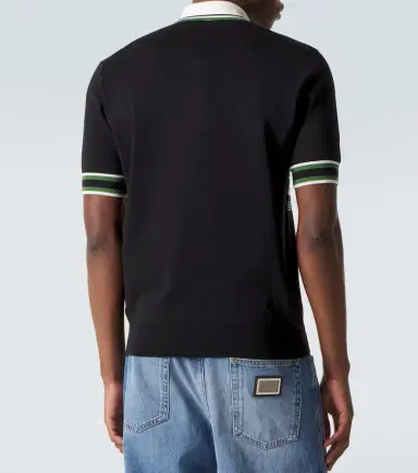 Dolce & Gabbana Embroidered striped silk and cotton polo shirt | Thumbnail 3 Dolce & Gabbana Embroidered striped silk and cotton polo shirt | Thumbnail 3