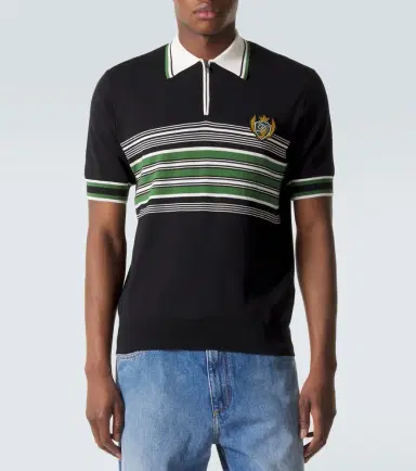 Dolce & Gabbana Embroidered striped silk and cotton polo shirt | Thumbnail 5 Dolce & Gabbana Embroidered striped silk and cotton polo shirt | Thumbnail 5