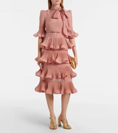 Zimmermann Tiered pleated midi dress | Thumbnail 3 Zimmermann Tiered pleated midi dress | Thumbnail 3