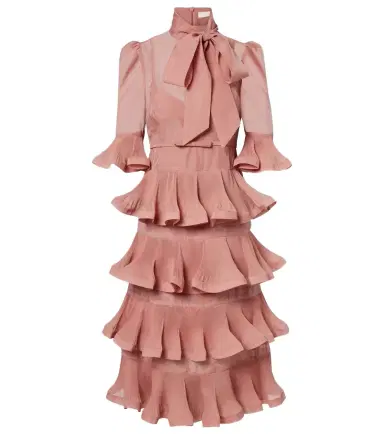 Zimmermann Tiered pleated midi dress | Thumbnail 1 Zimmermann Tiered pleated midi dress | Thumbnail 1