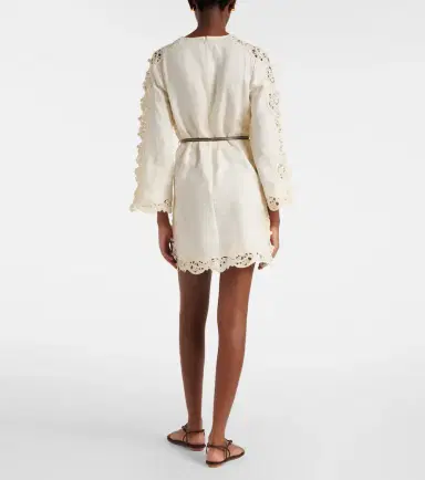 Zimmermann Awaken belted embroidered linen minidress | Thumbnail 5 Zimmermann Awaken belted embroidered linen minidress | Thumbnail 5