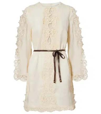 Zimmermann Awaken belted embroidered linen minidress | Thumbnail 1 Zimmermann Awaken belted embroidered linen minidress | Thumbnail 1