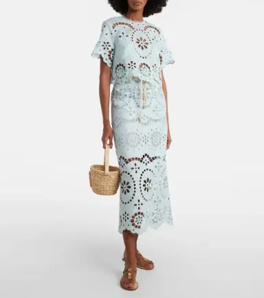 Zimmermann Awaken embroidered linen midi skirt | Thumbnail 2 Zimmermann Awaken embroidered linen midi skirt | Thumbnail 2