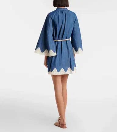 Zimmermann Awaken belted lace-trimmed denim minidress | Thumbnail 2 Zimmermann Awaken belted lace-trimmed denim minidress | Thumbnail 2