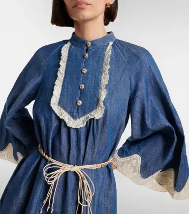 Zimmermann Awaken belted lace-trimmed denim minidress | Thumbnail 4 Zimmermann Awaken belted lace-trimmed denim minidress | Thumbnail 4