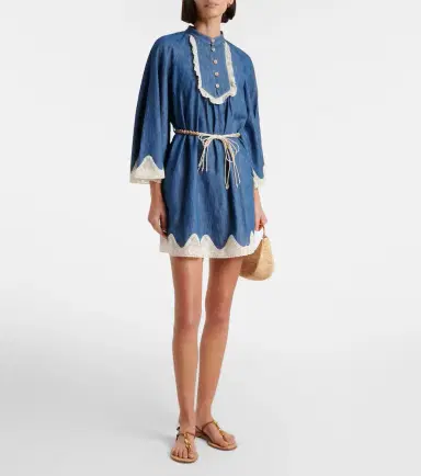 Zimmermann Awaken belted lace-trimmed denim minidress | Thumbnail 5 Zimmermann Awaken belted lace-trimmed denim minidress | Thumbnail 5
