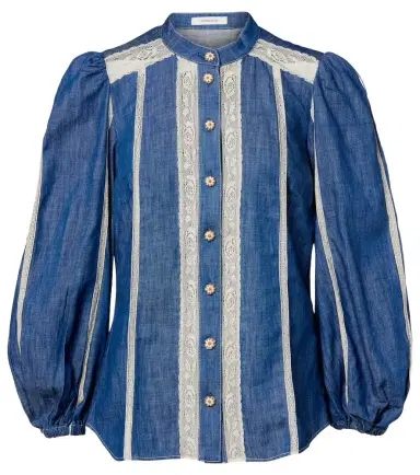 Zimmermann Awaken lace-trimmed denim shirt | Thumbnail 1 Zimmermann Awaken lace-trimmed denim shirt | Thumbnail 1