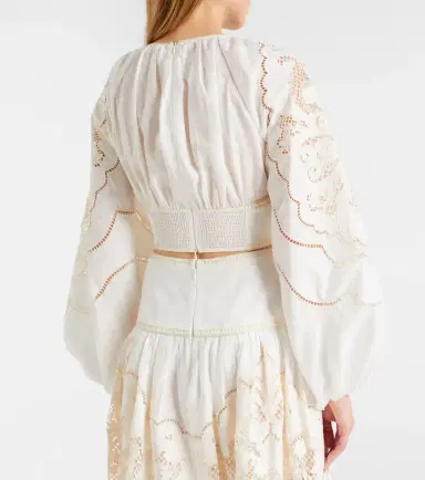 Zimmermann Daylight embroidered linen crop top | Thumbnail 2 Zimmermann Daylight embroidered linen crop top | Thumbnail 2