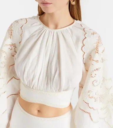 Zimmermann Daylight embroidered linen crop top | Thumbnail 3 Zimmermann Daylight embroidered linen crop top | Thumbnail 3