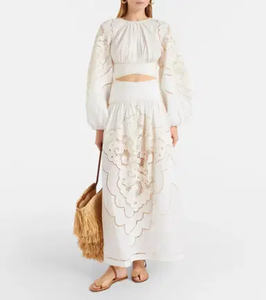 Zimmermann Daylight embroidered linen crop top | Thumbnail 4 Zimmermann Daylight embroidered linen crop top | Thumbnail 4