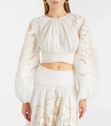 Zimmermann Daylight embroidered linen crop top | Thumbnail 5 Zimmermann Daylight embroidered linen crop top | Thumbnail 5