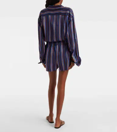 Asceno Franca striped silk charmeuse pajama shorts | Thumbnail 3 Asceno Franca striped silk charmeuse pajama shorts | Thumbnail 3